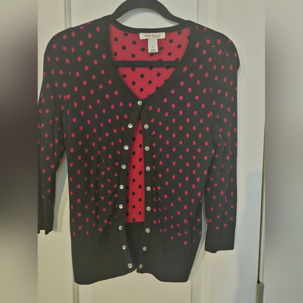 Black and Pink Polka Dot Cardigan